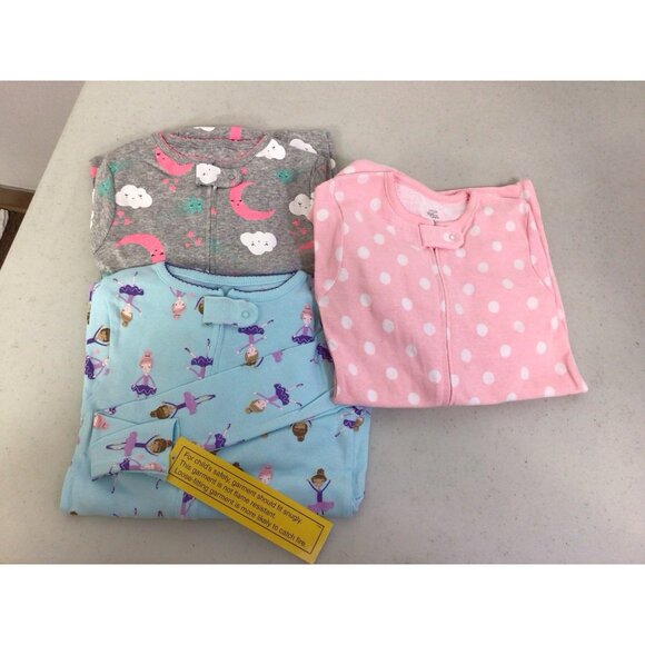 Carters Girls 1 pc Cotton Footed Pajamas Set of 3 Size 5T NEW - Picture 6 of 7